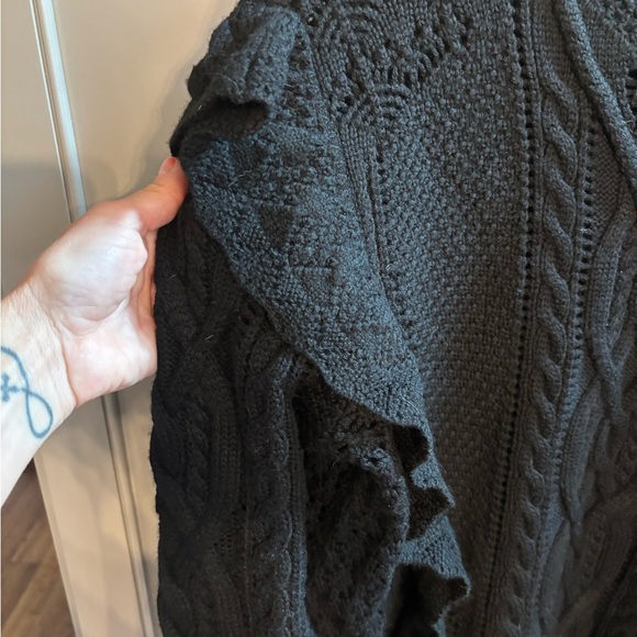 NWT Polo Ralph Lauren Black Cable Knit Top Retail $298 - Picture 3 of 6